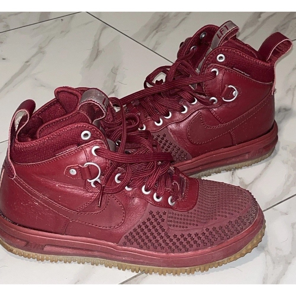 Nike Lunar Force 1 Duckboots Men's 8.5 Team‎ Red Leather Waterproof Maroon Boots